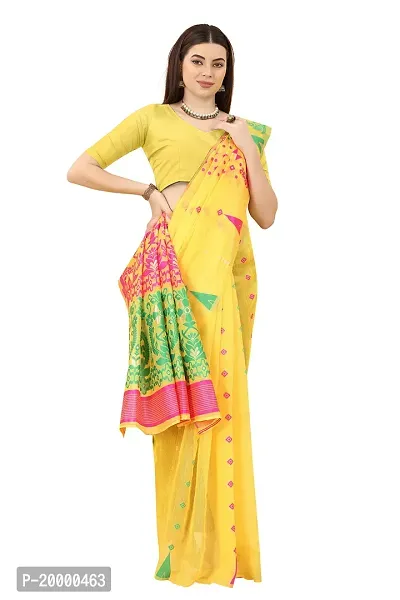 Nency Fashion Women's Saree Cotton Fabric Saree Gold Rani-thumb4