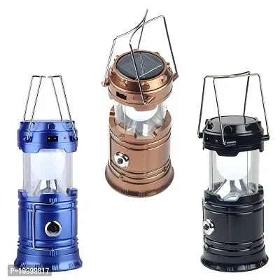 Rechargeable Solar and Charging LED Lantern, Portable Camping and Home Emergency Lights, with 2 Power Sources High Light Travel Battery Lalten Torch (Multi Colour)