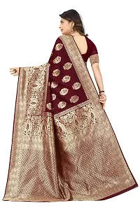 Nency Fashion Women's Banarasi Silk Zari Woven Work Jacquard Saree With Embellished Blouse Piece-thumb3