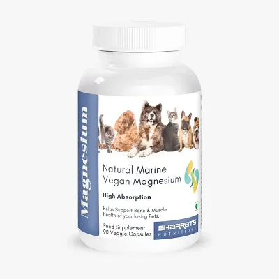 Natural Marine Magnesium Supplement for Pets/Dogs/Cats, 90 Vegan Capsules