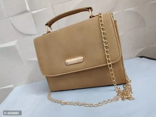 Elegant Beige PU Solid Handbags For Women