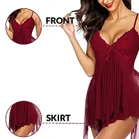 Stylish Fancy Designer Net Baby Dolls Sleepwear Lingerie Night Dress For Women-thumb3