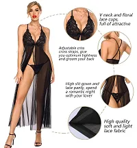 Stylish Fancy Designer Silk Baby Dolls Sleepwear Lingerie Night Dress For Women-thumb1