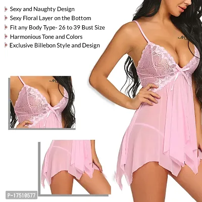 Stylish Fancy Designer Net Baby Dolls Sleepwear Lingerie Night Dress For Women-thumb5