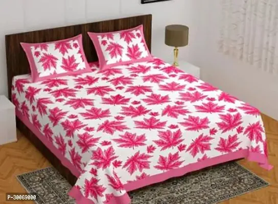 Comfortable Jaipuri Cotton King Size Double Bedsheet With 2 Pillow Covers-thumb0