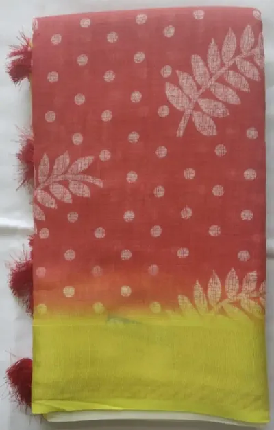 Beautiful Linen Blend Saree with Blouse piece