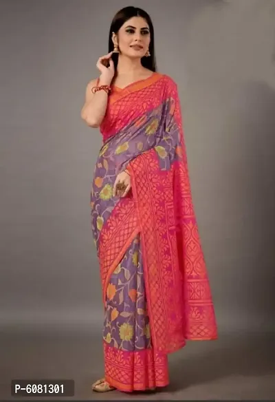 Latest Beautiful Cotton Saree with Blouse piece-thumb0