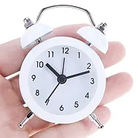 Dreamy Retro Metal Body Cute Small Mini Twin Bell Shaped Alarm Clock with Soft Alaram Sound for Gift, Kids, Students (white)-thumb2