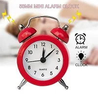 Dreamy Retro Metal Body Cute Small Mini Twin Bell Shaped Alarm Clock with Soft Alaram Sound for Gift, Kids, Students (Red)-thumb1