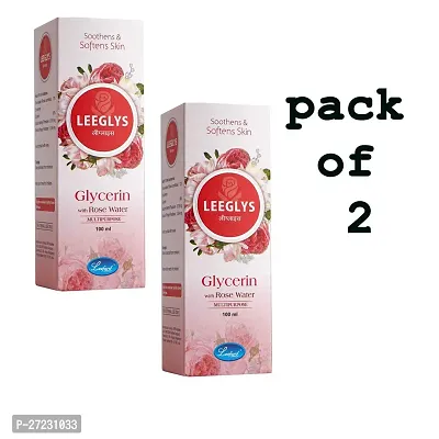 Leeford Leeglys Glycerin with Rose Water Natural Skin Moisturizer For Hydrate  Nourish Skin|Helps in Remove Dryness |Make Skin Soft (Pack of 2-100ml Each)-thumb0