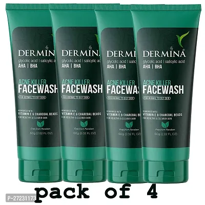 DERMINA acne killer face wash pack of 4 Face Wash  (60 g)