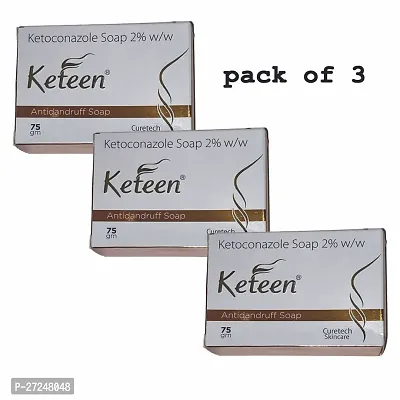 Keteen Medicated Anti Dandruff  Anti Fungal Soap 75gm (Pack Of 3)-thumb0