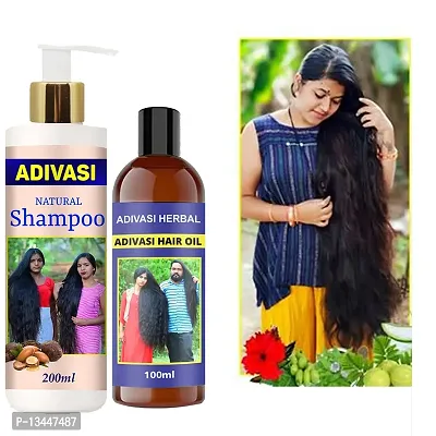 Adivasi Herbal Premium Quality Hair Shampoo For Hair Regrowth Hair Shampoo With Oil 200Ml+100Ml Pack Of 2-thumb0