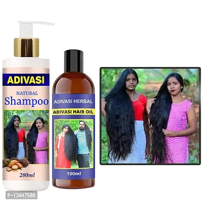 Adivasi Neelambari Kasturi Herbal Hair Shampoo For Hair Regrowth And Hair Fall Control Shampoo With Oil 200Ml+100Ml Pack Of 2-thumb0