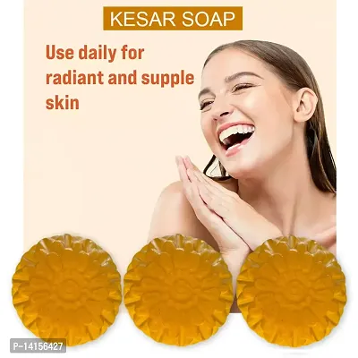 Kesar Saffron And Charcoal Detoxifying Soap For Purified And Deeply Cleansed Skin Pack Of 3-thumb0