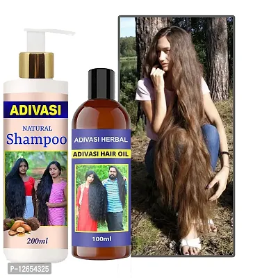 Adivasi Neelambari Ayurvedic Herbal Hair Shampoo For Dandruff Control And Hair Fall Control For Unisex Shampoo With Oil 200Ml+100Ml Pack Of 2