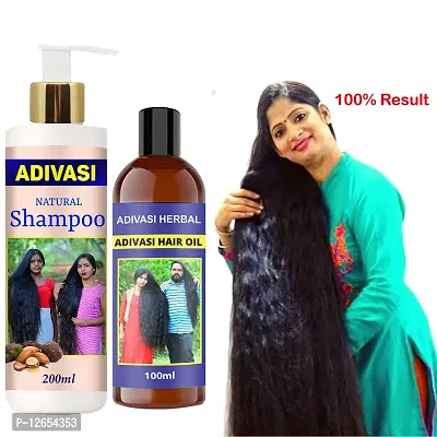 Adivasi Ayurvedic Herbal Hair Growth 200 Ml Hair Shampoo With Oil 200Ml+100Ml Pack Of 2