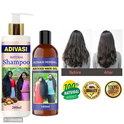 Adivasi Herbal Premium Quality Hair Shampoo For Hair Regrowth Shampoo With Oil 200Ml+100Ml Pack Of 2