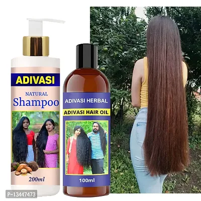 Adivasi Neelambari Premium Quality Hair Medicine Shampoo For Hair Regrowth - Hair Fall Control Shampoo With Oil 200Ml+100Ml Pack Of 2-thumb0