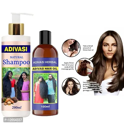 Adivasi Kasturi Shampoo For Hair Regrowth Shampoo With Oil 200Ml+100Ml Pack Of 2