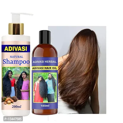 Adivasi Neelambari Medicine Ayurvedic Herbal Anti Hair Fall/Anti Dandruff 200Ml Hair Shampoo With Oil 200Ml+100Ml Pack Of 2-thumb0