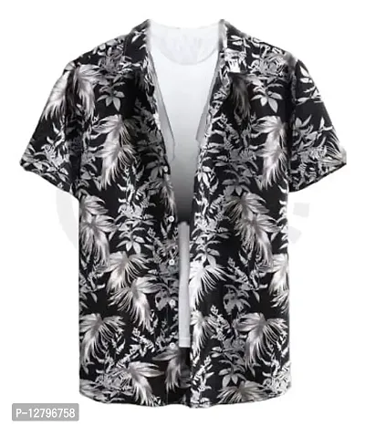 BLUECORP ENTERPRISE Men Regular Fit Floral Print Casual Shirt (Small) Black-thumb0
