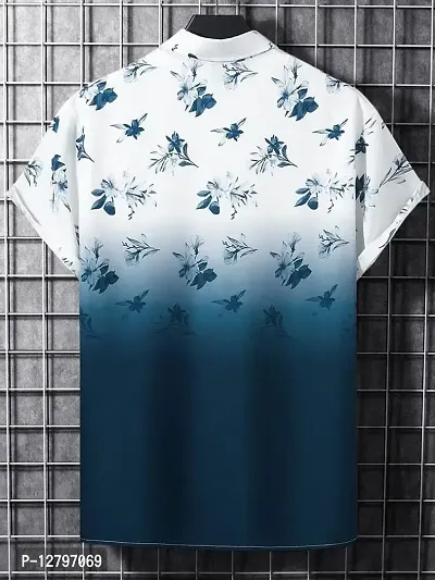 BLUECORP ENTERPRISE Men Regular Fit Floral Print Cut Away Collar Casual Shirt (Small, Blue)-thumb4