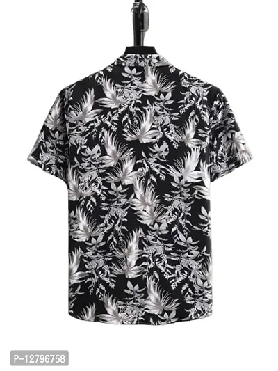 BLUECORP ENTERPRISE Men Regular Fit Floral Print Casual Shirt (Small) Black-thumb2