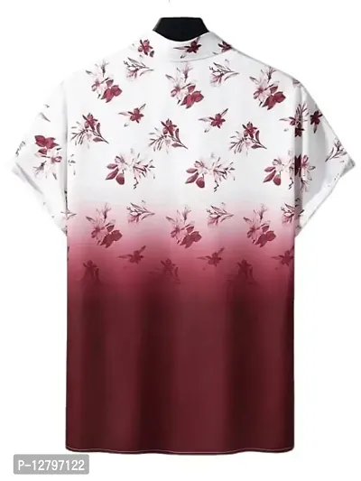 BLUECORP ENTERPRISE Men Regular Fit Floral Print Cut Away Collar Casual Shirt (X-Large, Maroon)-thumb2