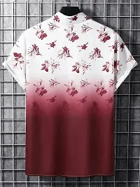 BLUECORP ENTERPRISE Men Regular Fit Floral Print Cut Away Collar Casual Shirt (Small, Maroon)-thumb3