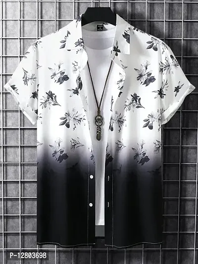 BLUECORP ENTERPRISE Men Regular Fit Floral Print Cut Away Collar Casual Shirt (Small, Black)-thumb3