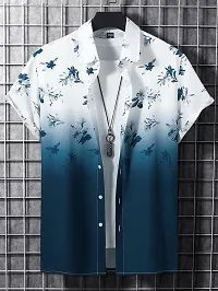 BLUECORP ENTERPRISE Men Regular Fit Floral Print Cut Away Collar Casual Shirt (X-Large, Blue)-thumb3