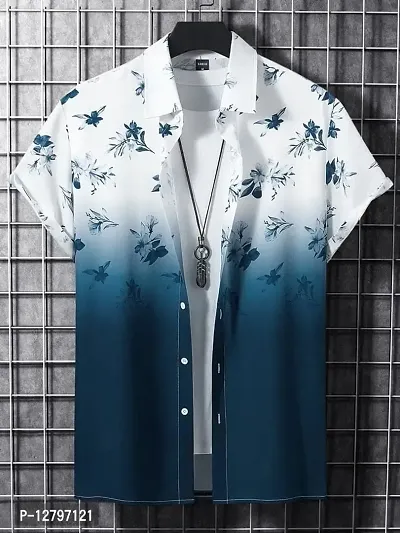 BLUECORP ENTERPRISE Men Regular Fit Floral Print Cut Away Collar Casual Shirt (X-Large, Blue)-thumb4