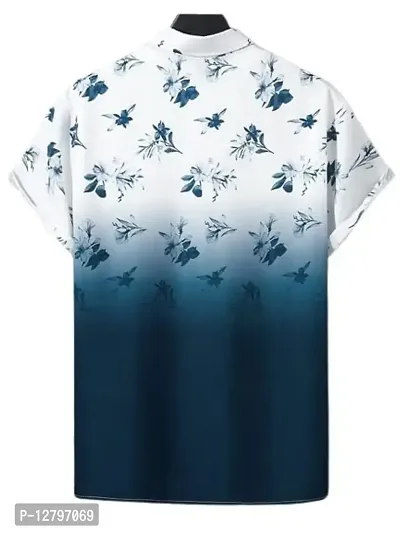 BLUECORP ENTERPRISE Men Regular Fit Floral Print Cut Away Collar Casual Shirt (Small, Blue)-thumb2