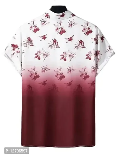 BLUECORP ENTERPRISE Men Regular Fit Floral Print Cut Away Collar Casual Shirt (Small, Maroon)-thumb2