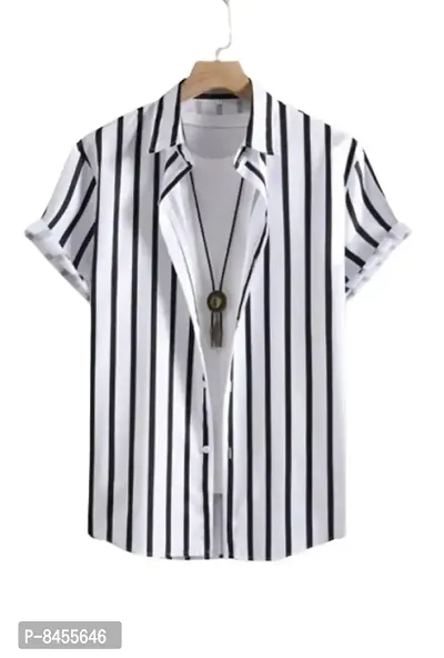 Classic Synthetic Striped Casual Shirts for Men