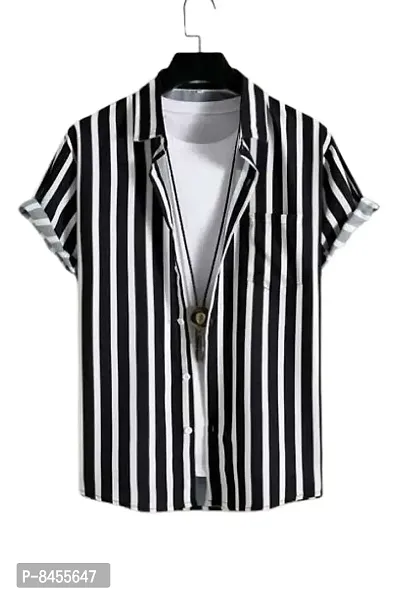 Classic Synthetic Striped Casual Shirts for Men-thumb0
