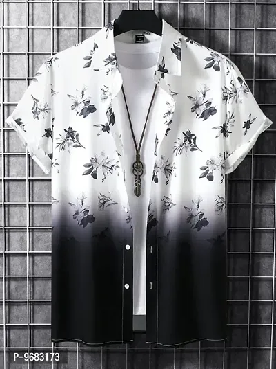 Men Regular Fit Floral Print Cut Away Collar Casual Shirt-thumb0