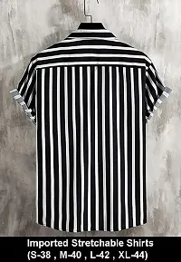 Classic Polyester Spandex Striped Casual Shirts for Mens-thumb1