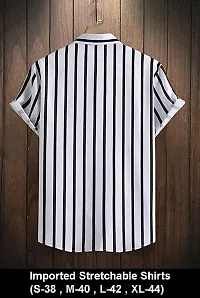 Classic Polyester Spandex Striped Casual Shirts for Mens-thumb1