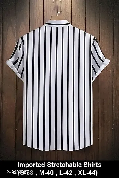 Classic Polyester Spandex Striped Casual Shirts for Mens-thumb2