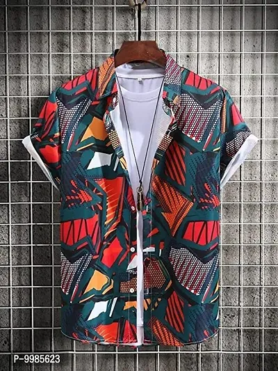 Classic Polyester Spandex Printed Casual Shirts for Mens-thumb0