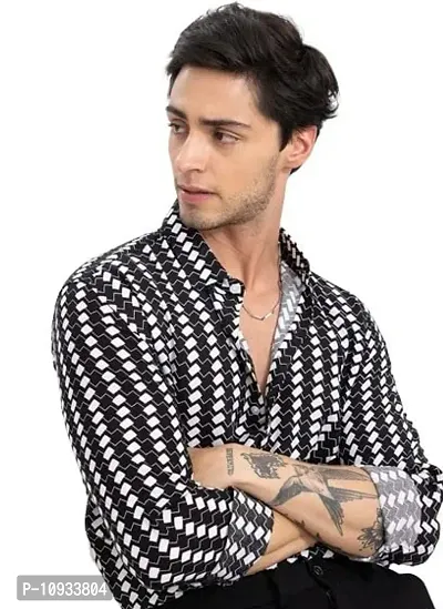 Classic Polyester Spandex Striped Casual Shirts for Mens
