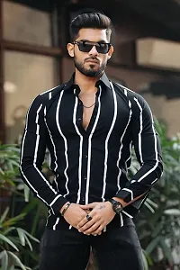 Classic Polyester Spandex Striped Casual Shirts for Mens-thumb2