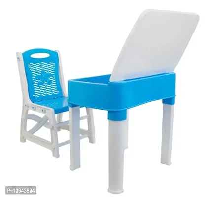 Table  Chair Set for Kids with Small Box Space for Pencils and Other Stationery Plastic Study Table-thumb0