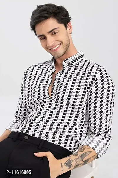 Classic Polyester Spandex Printed Casual Shirts for Mens-thumb0