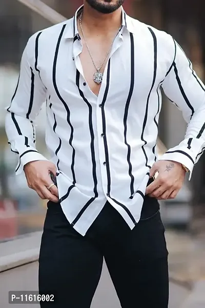 Classic Polyester Spandex Striped Casual Shirts for Mens-thumb2