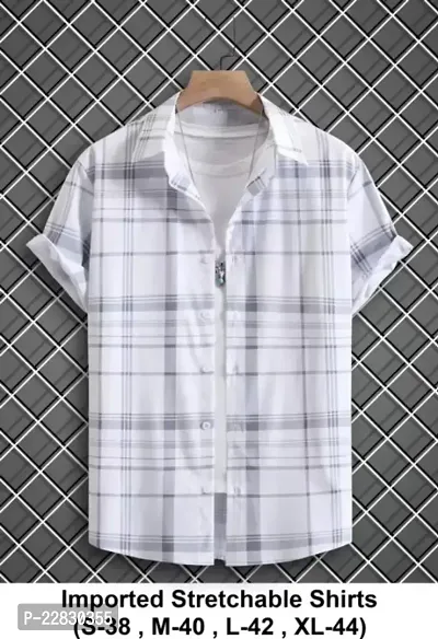 Classic Polyester Spandex Checked Casual Shirts for Men's-thumb0