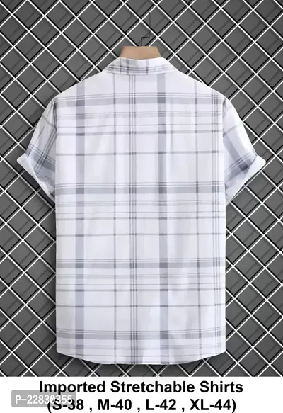 Classic Polyester Spandex Checked Casual Shirts for Men's-thumb2