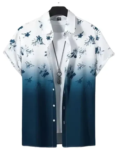 Hmkm Men Casual and Printrd Shirts,Casual Shirts (X-Large, Flower)